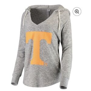 Chicka-D Heather Gray Tennessee Volunteers Supersoft V Neck Hoodie Women's L